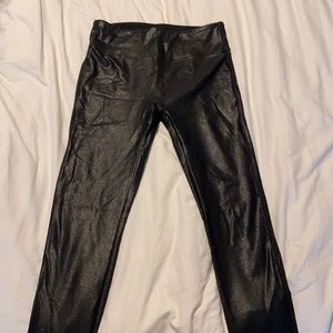 Black faux leather leggings